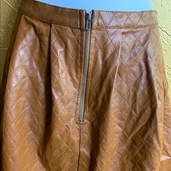 Faux Leather Cognac Skater Skirt - Picture 3 of 3